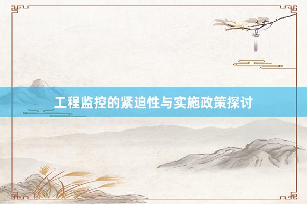 工程监控的紧迫性与实施政策探讨