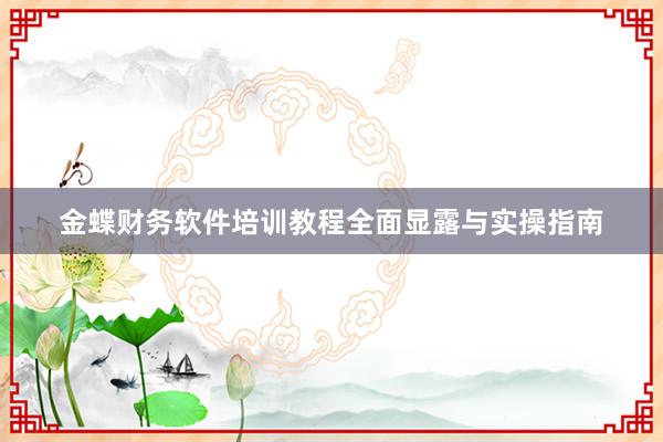 金蝶财务软件培训教程全面显露与实操指南